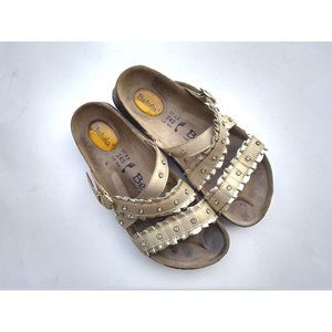 Birkenstock Betula  Women's Sandals Tan /Gold Strap Size 37 / 6